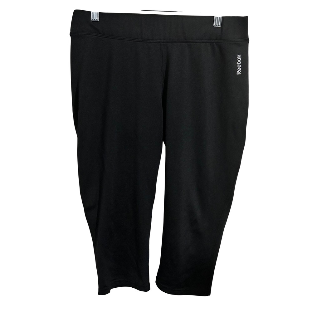 Reebok Women's Basic Play Dry Capri Leggings Solid Black‎ Size Large